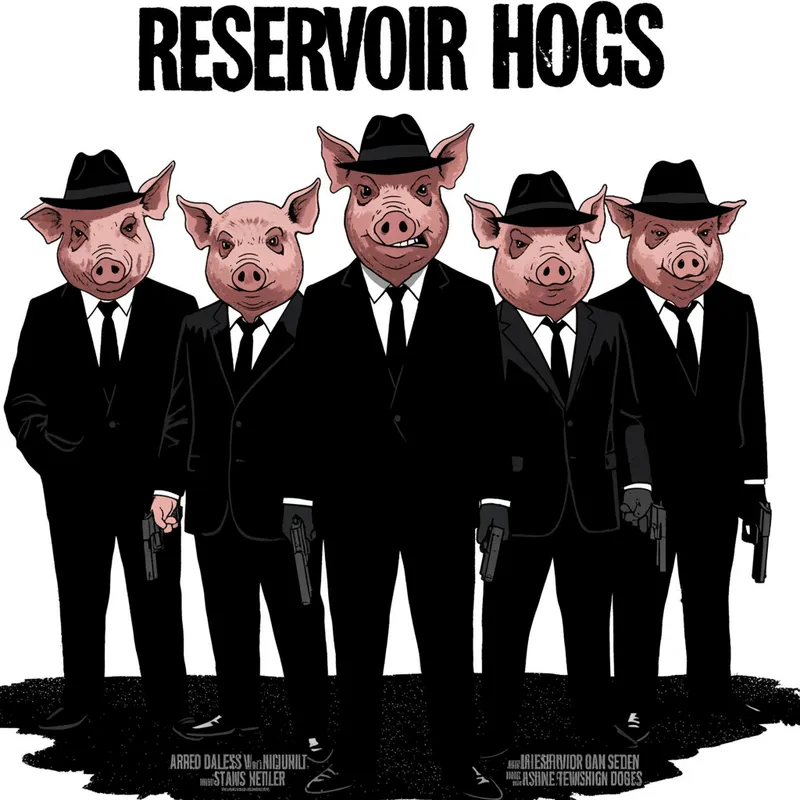 Reservoir Hogs: Pig-Themed Movie Poster Art
