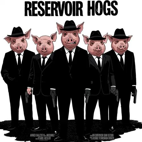Reservoir Hogs: Pig-Themed Movie Poster Art