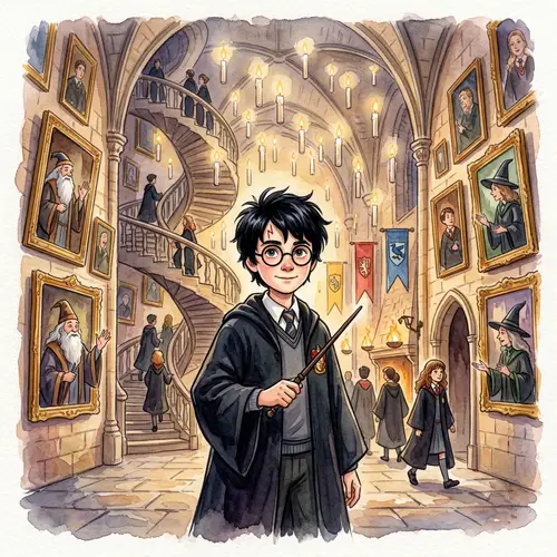 Harry Potter Watercolor Art: Magical Castle Scene