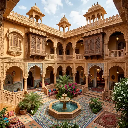 Exquisite Two-Storey House with Central Courtyard | Moroccan & Indian Design