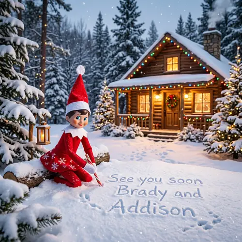 Magical Elf on the Shelf in Winter Wonderland