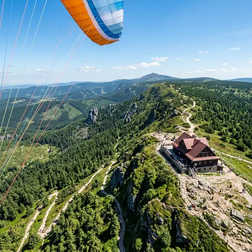 Aerial View of Mountain Shelter on Szrenica in Karkonosze