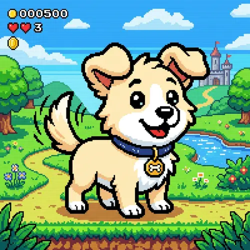 Retro Animated Dog Character for Video Games