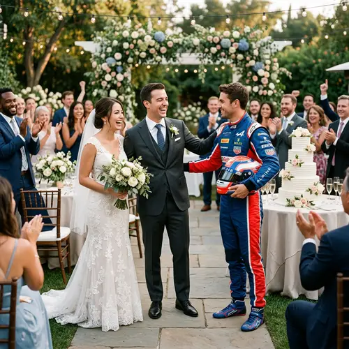 Professional Race Car Driver Attends Wedding Ceremony