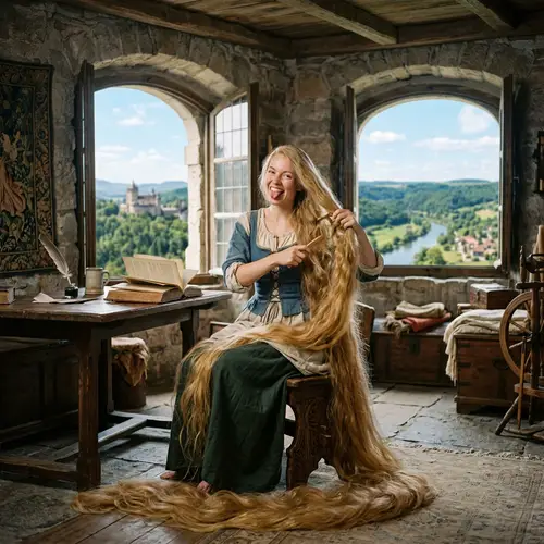 Playful Rapunzel with Golden Hair | Fairy Tale Character