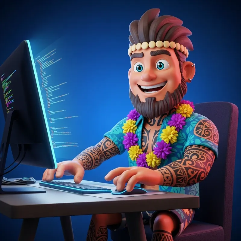 3D Animated Hawaiian Programming Mascot