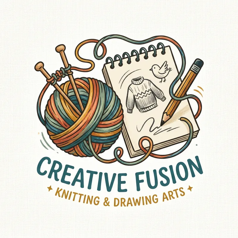 Creative Knitting & Drawing Logo | Artistic Craft Fusion