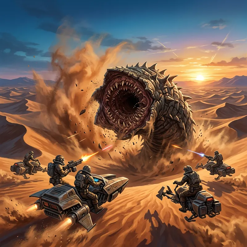 Epic Illustrations of Dune: Frank Herbert's Desert Sandworms