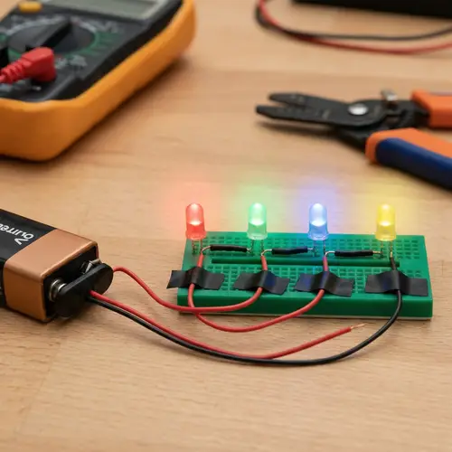 Realistic 9V Series Circuit with 4 LED Lights