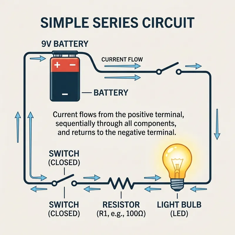 Simple Series Circuit with 9V Battery Layout