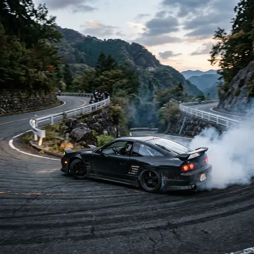 90's Nissan 180SX Drifting in the Mountains