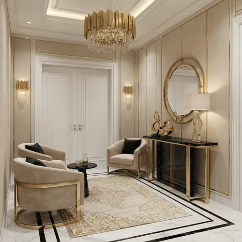 Ultra Luxurious Designer Foyer with Sophisticated Seating