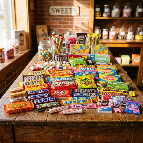 American Candy Collection: Varied Chocolates, Bubble Gums & Hard Candies