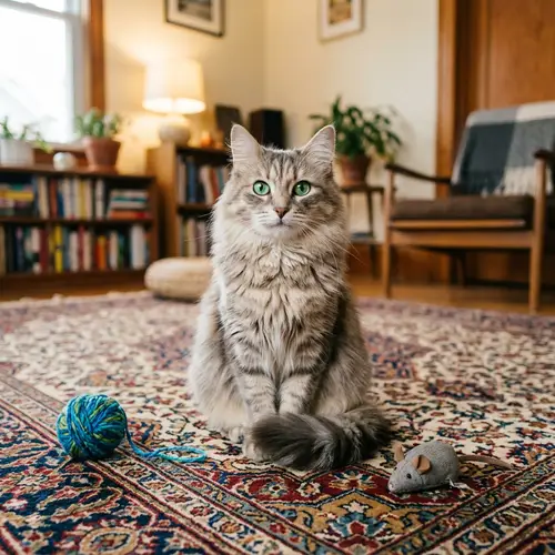 Adorable Cat on Persian Rug: A Cozy Moment