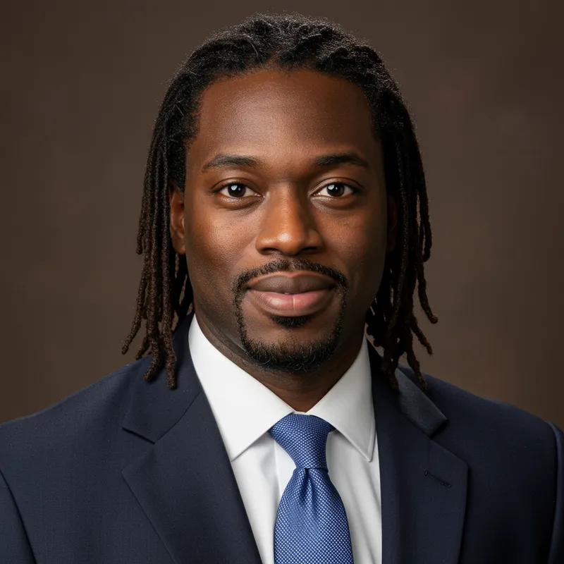 Principal Headshot in a Suit with Dreadlocks Principal Headshot in a Suit with Dreadlocks