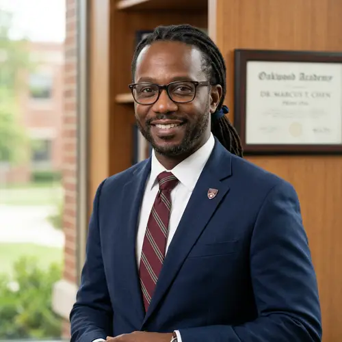 Principal Headshot in a Suit with Dreadlocks