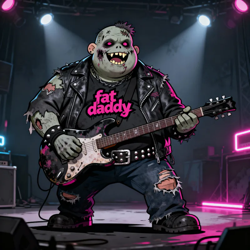 Viral Undead Rocker: Cartoon 'Fat Daddy' Band