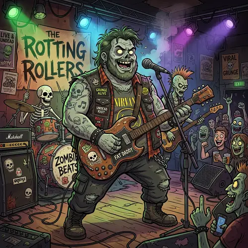 Viral Undead Rocker: Cartoon 'Fat Daddy' Band