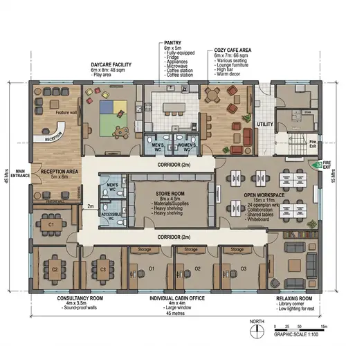 Administrative Office Layout Design for Functionality and Accessibility