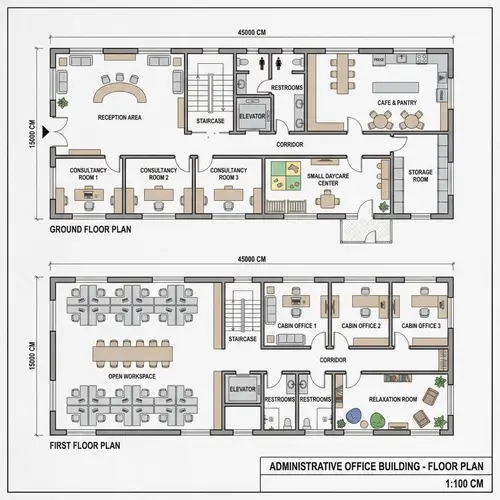 Detailed Floor Plan of Administrative Office Building