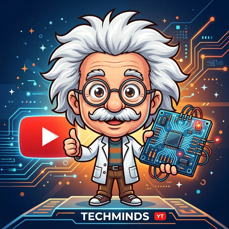 Unique Einstein Mascot with Electronic Circuit for YouTube Channel