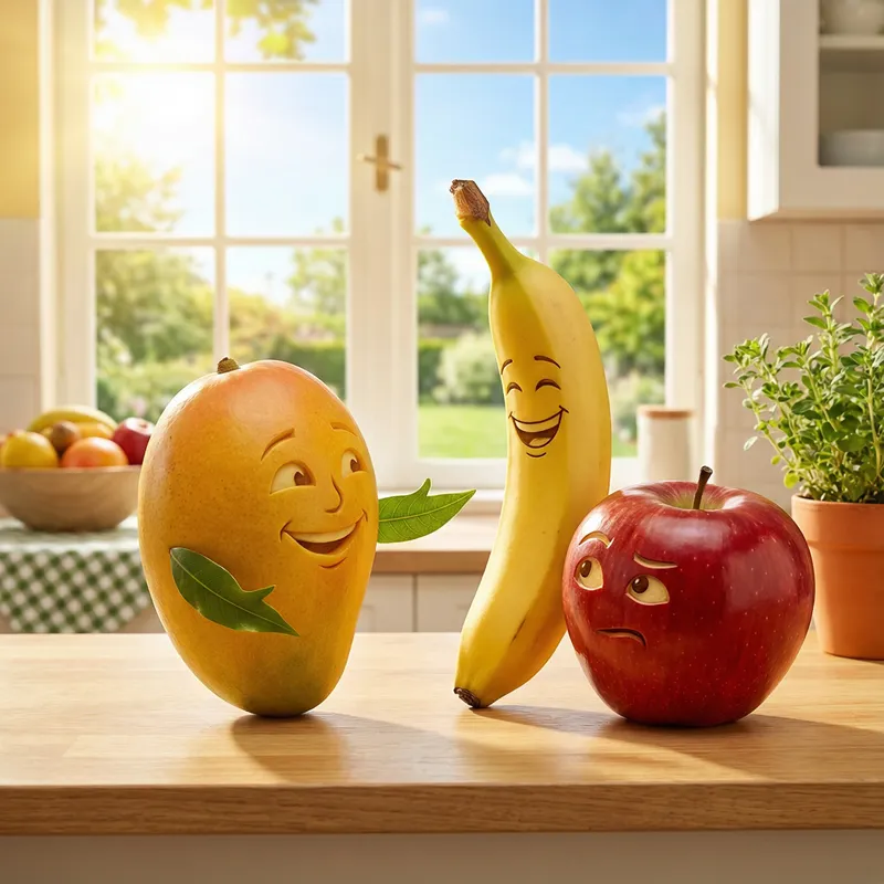 Fruits in Conversation: Mango, Banana & Apple