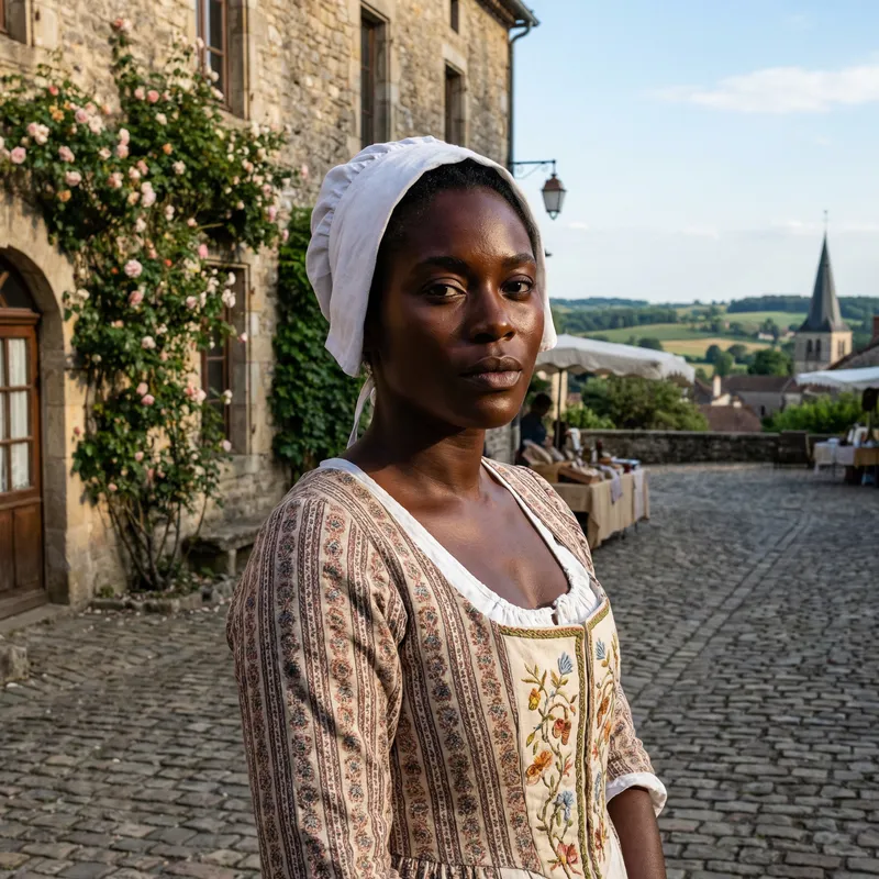 Realistic Beauty: Black Woman in Traditional French Attire