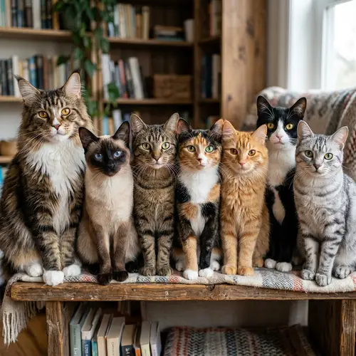 Diverse Group of Cats - Realistic and Vibrant Cat Renderings