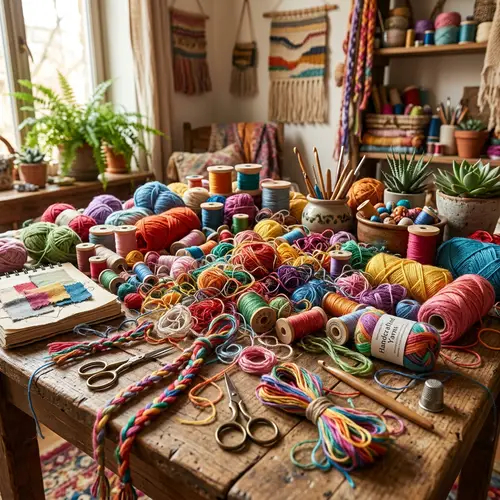 Vibrant Multicolored Threads - Bohemian Artistry
