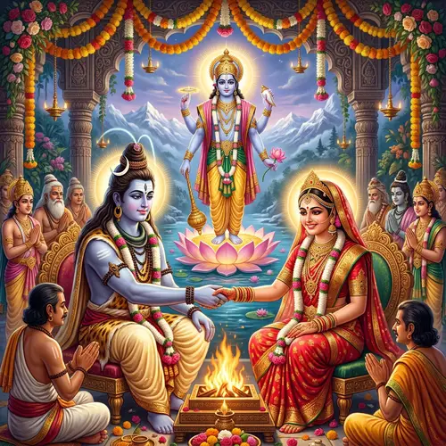 Lord Shiva & Parvati Wedding with Lord Vishnu