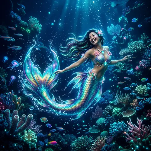 Saiya the Iridescent Mermaid in Coral Reef Dream