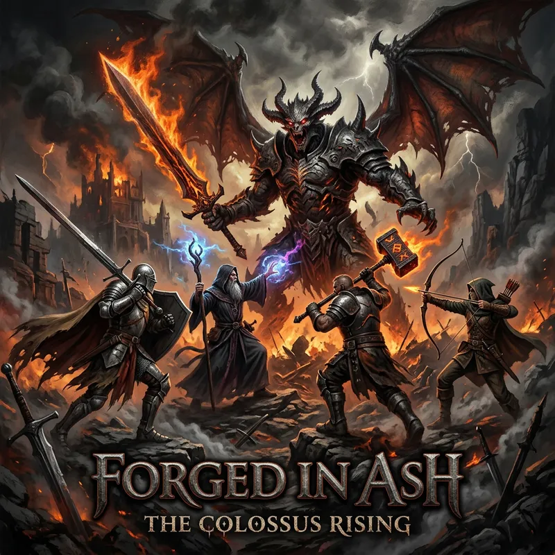 Dark Souls Style Medieval Fantasy Heroes vs Giant Villain