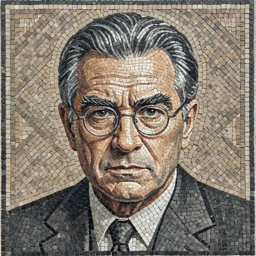Stylish Mosaic Portrait of a Serious Man in Formal Suit