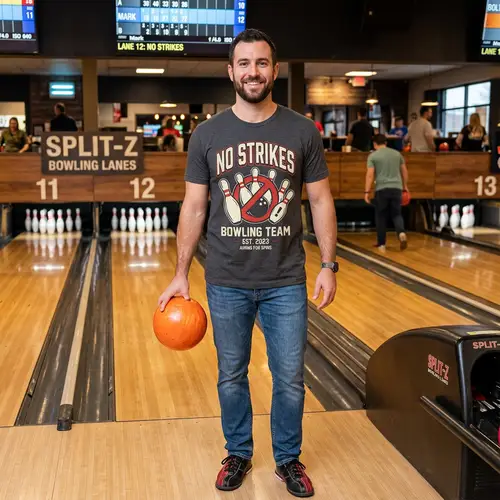 No Strikes Bowling T-Shirt Design