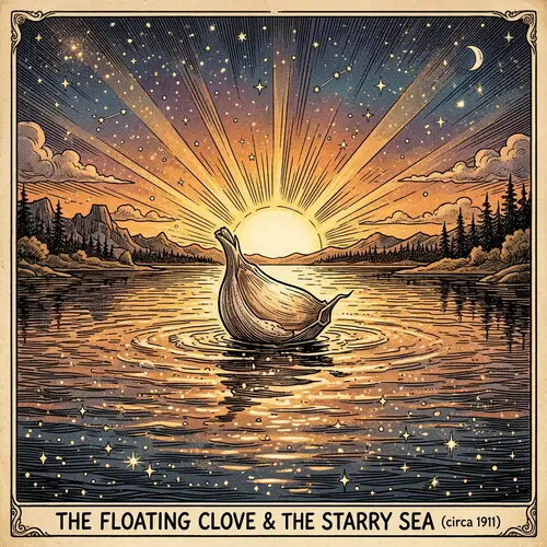 Garlic Floating on Lake at Dazzling Sunset | 4K Comics Style