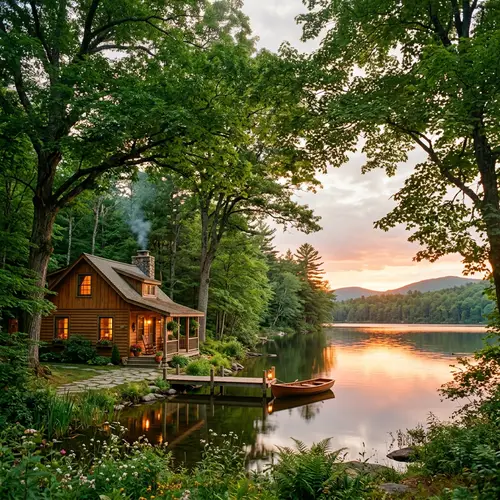 Rustic House by Serene Lake | Tranquil Nature Scene