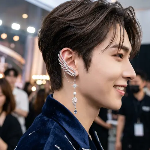 Angel-Inspired Earrings for ZB1's Shen Quanrui