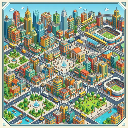 Isometric Cityscape: Tiny Buildings & 3D Perspective