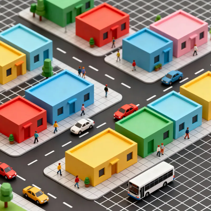 Isometric Cityscape: Tiny Buildings & 3D Perspective