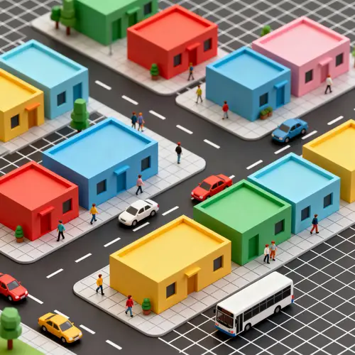 Isometric Cityscape: Tiny Buildings & 3D Perspective
