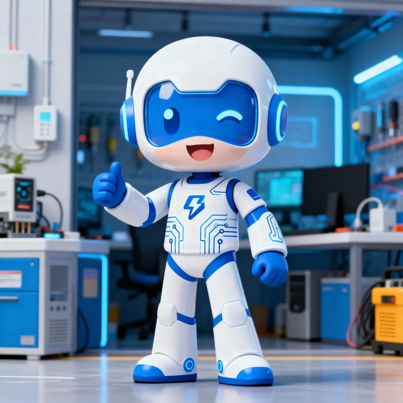 Friendly Techy Mascot for Electrical Supply Shop