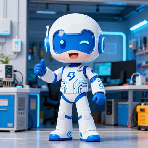 Friendly Techy Mascot for Electrical Supply Shop