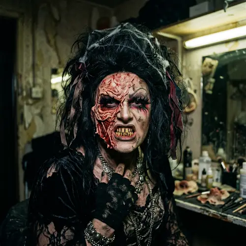 Horrifying Drag Queen Makeup with Ripped Face Effects