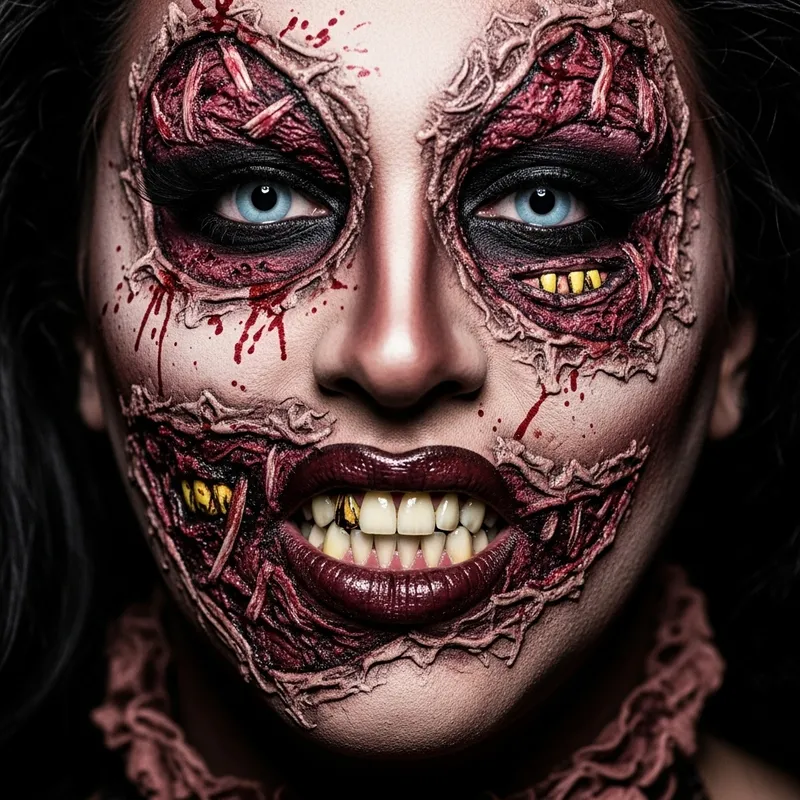 Horrifying Drag Queen Makeup with Ripped Face Effects