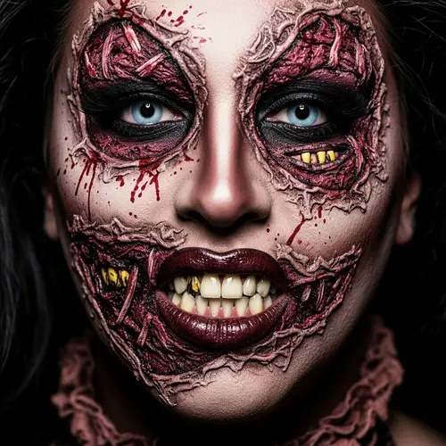 Horrifying Drag Queen Makeup with Ripped Face Effects