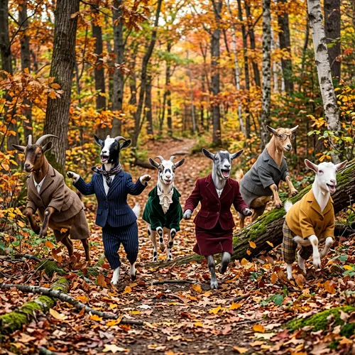 Crazy Goats in Women's Suits - Autumn Vibes