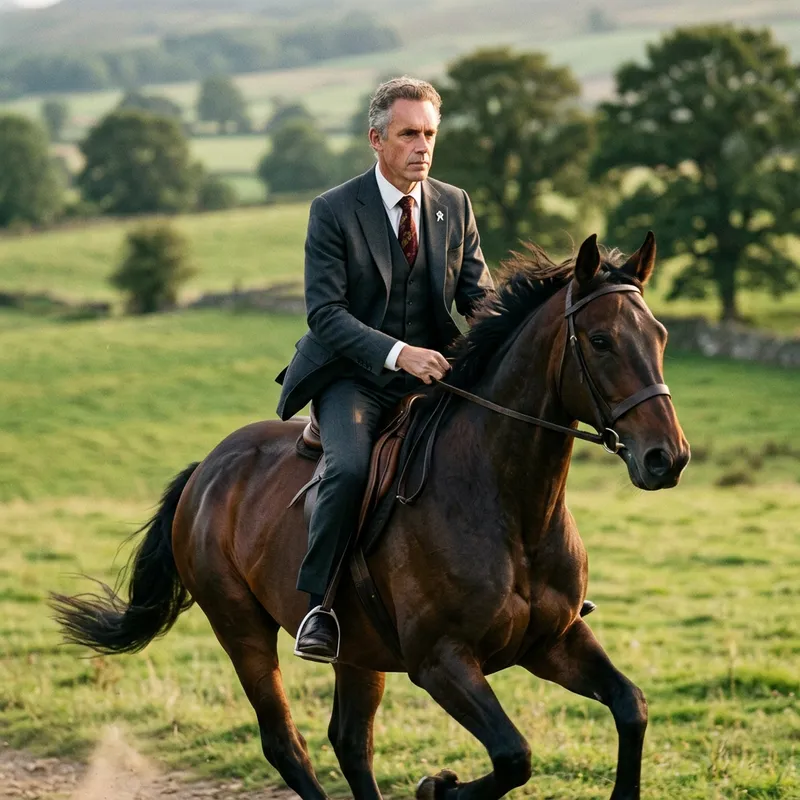 Emmanuel Macron Riding Majestic Horse in Realistic Photo