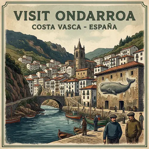 Vintage Ondarroa Town & Whale | Photos & Illustrations
