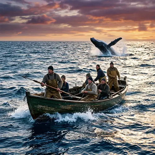 Whale Hunt: Thrilling Boat Action at Sea
