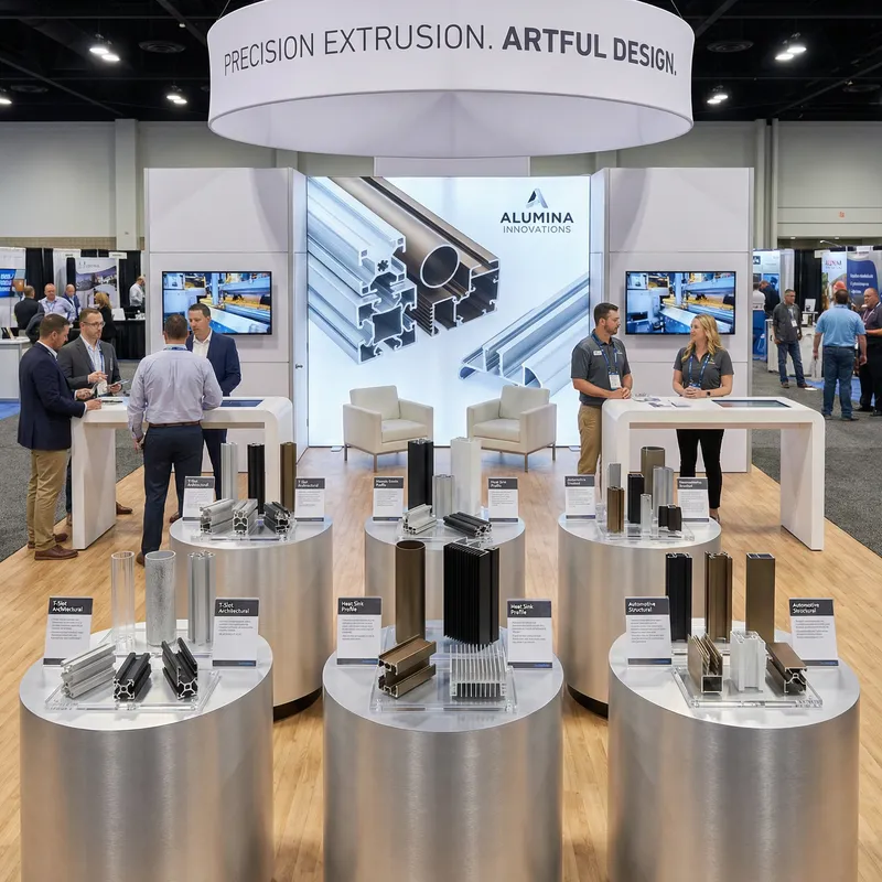 Aluminum Extrusion Display Stands at Trade Show Booth Aluminum Extrusion Display Stands at Trade Show Booth